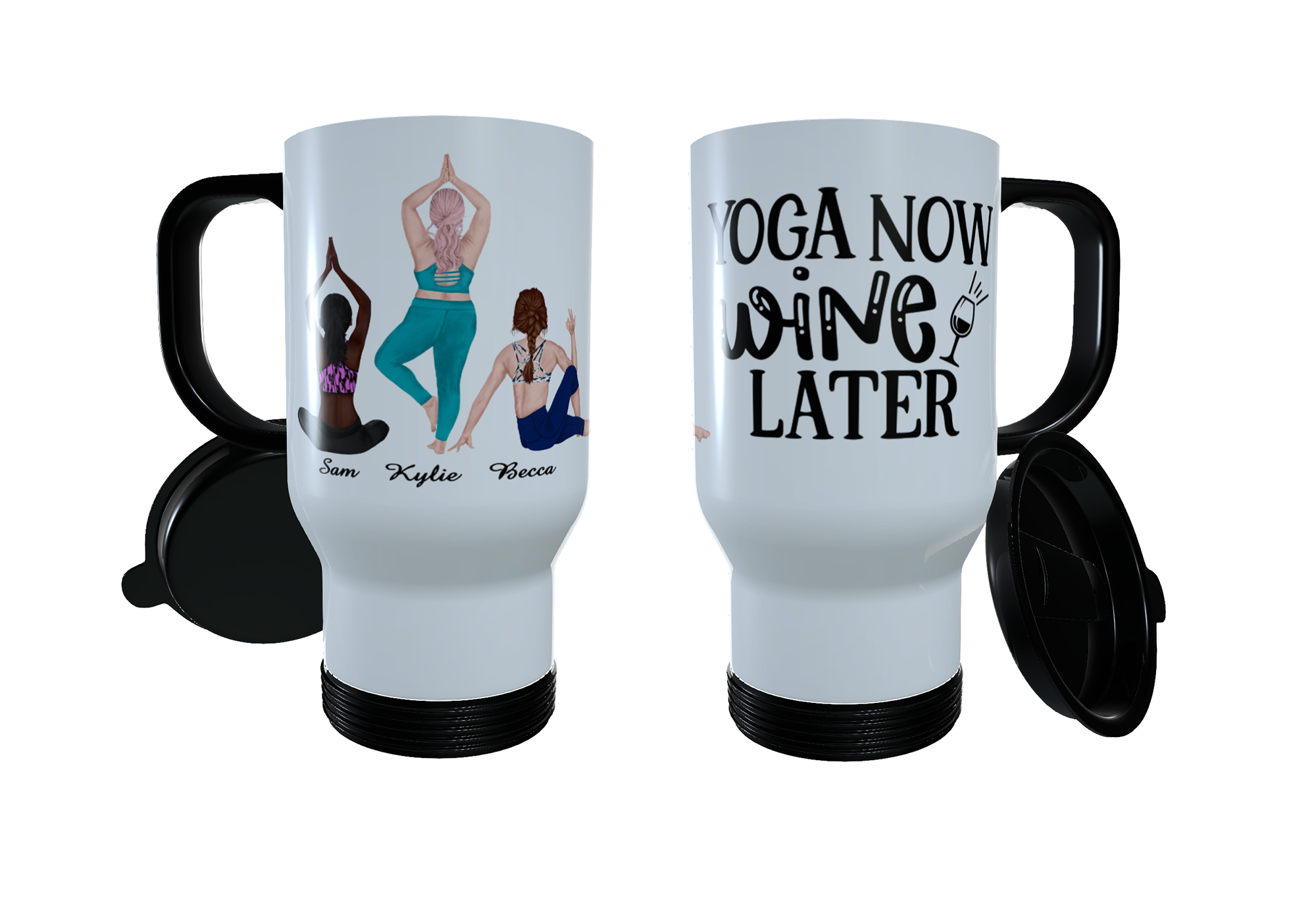 Yoga Friends Travel Mug, Yoga Friends Custom Travel Mug